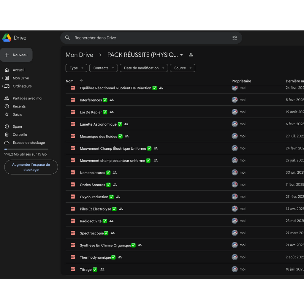 PACK REUSSITE ( PHYSIQUE-CHIMIE )