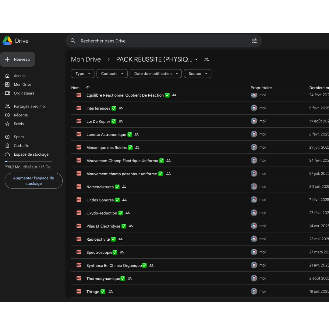PACK REUSSITE ( PHYSIQUE-CHIMIE )
