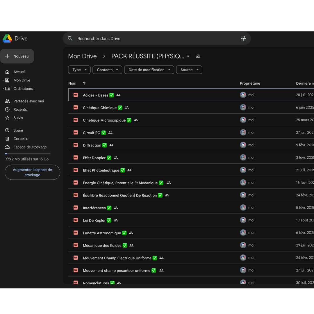 PACK REUSSITE ( PHYSIQUE-CHIMIE )